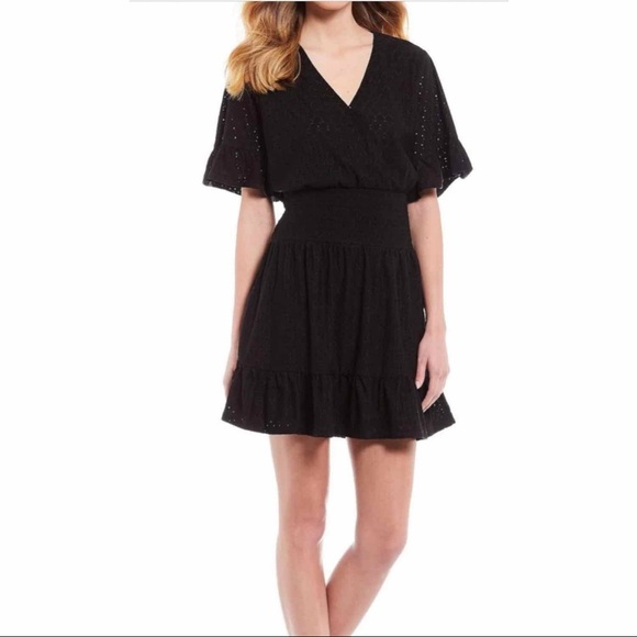 Michael Kors women's smocked eyelit fit and flare mini dress - Picture 2 of 8